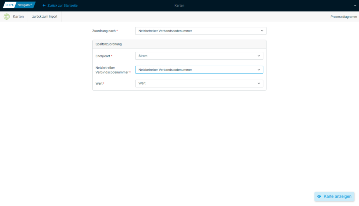 Karten Import Netzbetreiber Verbandscodenummer